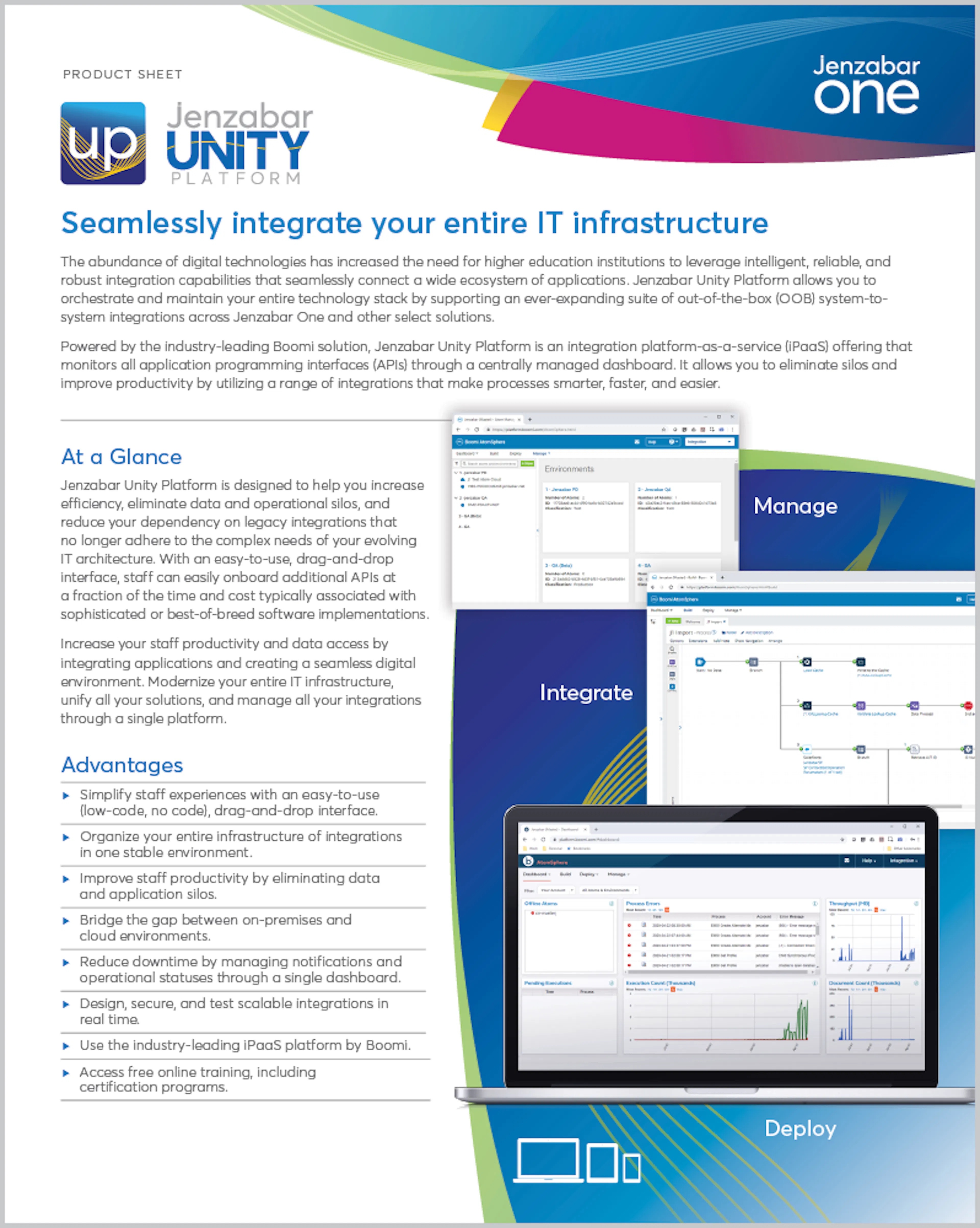 Jenzabar Unity Platform Product Sheet