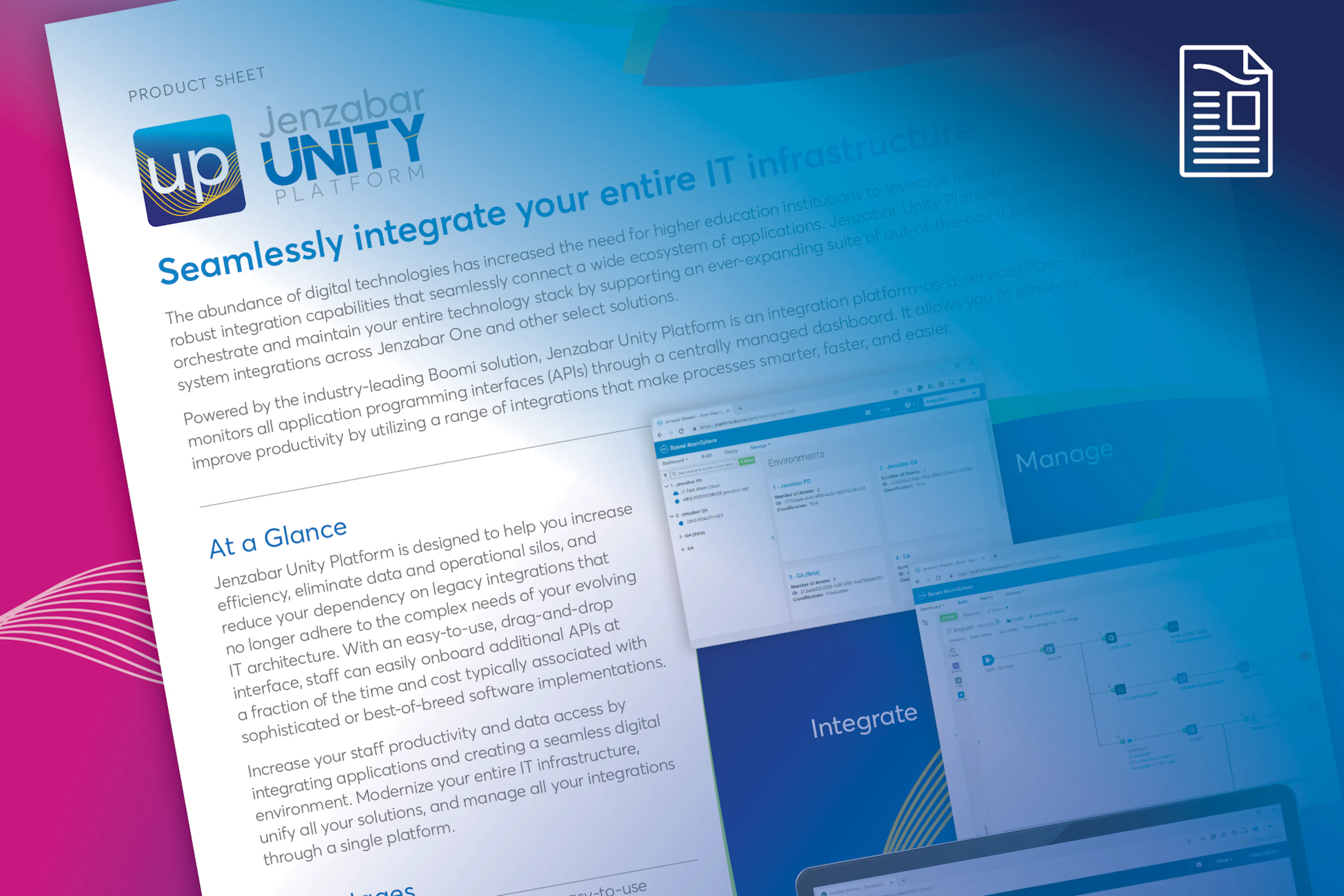 Jenzabar Unity Platform Product Sheet