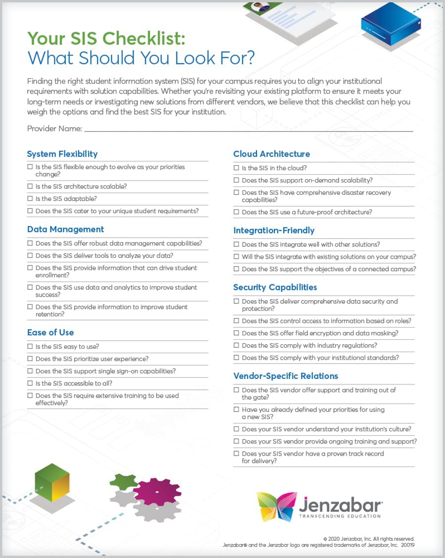 Student Information System Buying Guide Checklist