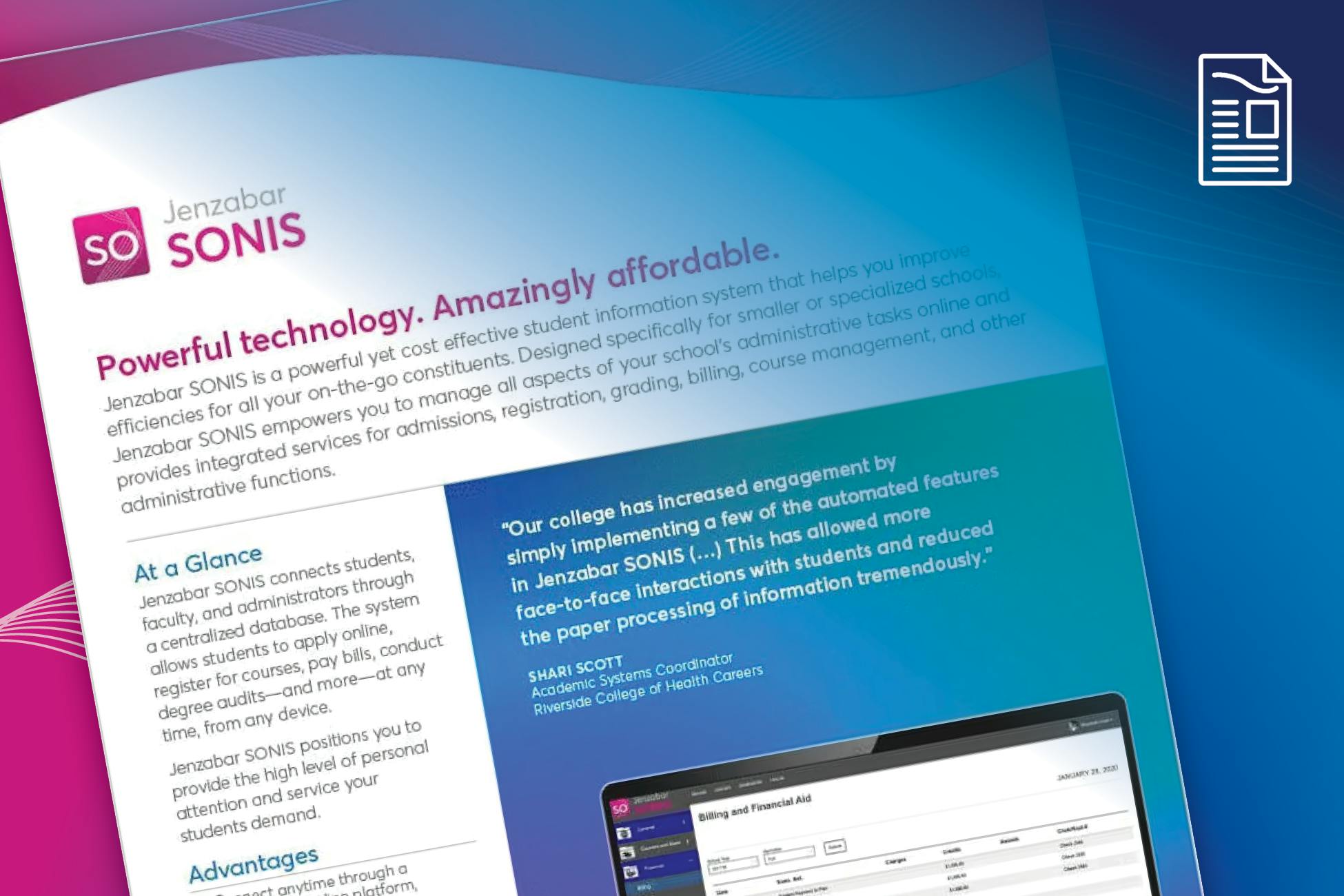 Product Sheet: Jenzabar SONIS