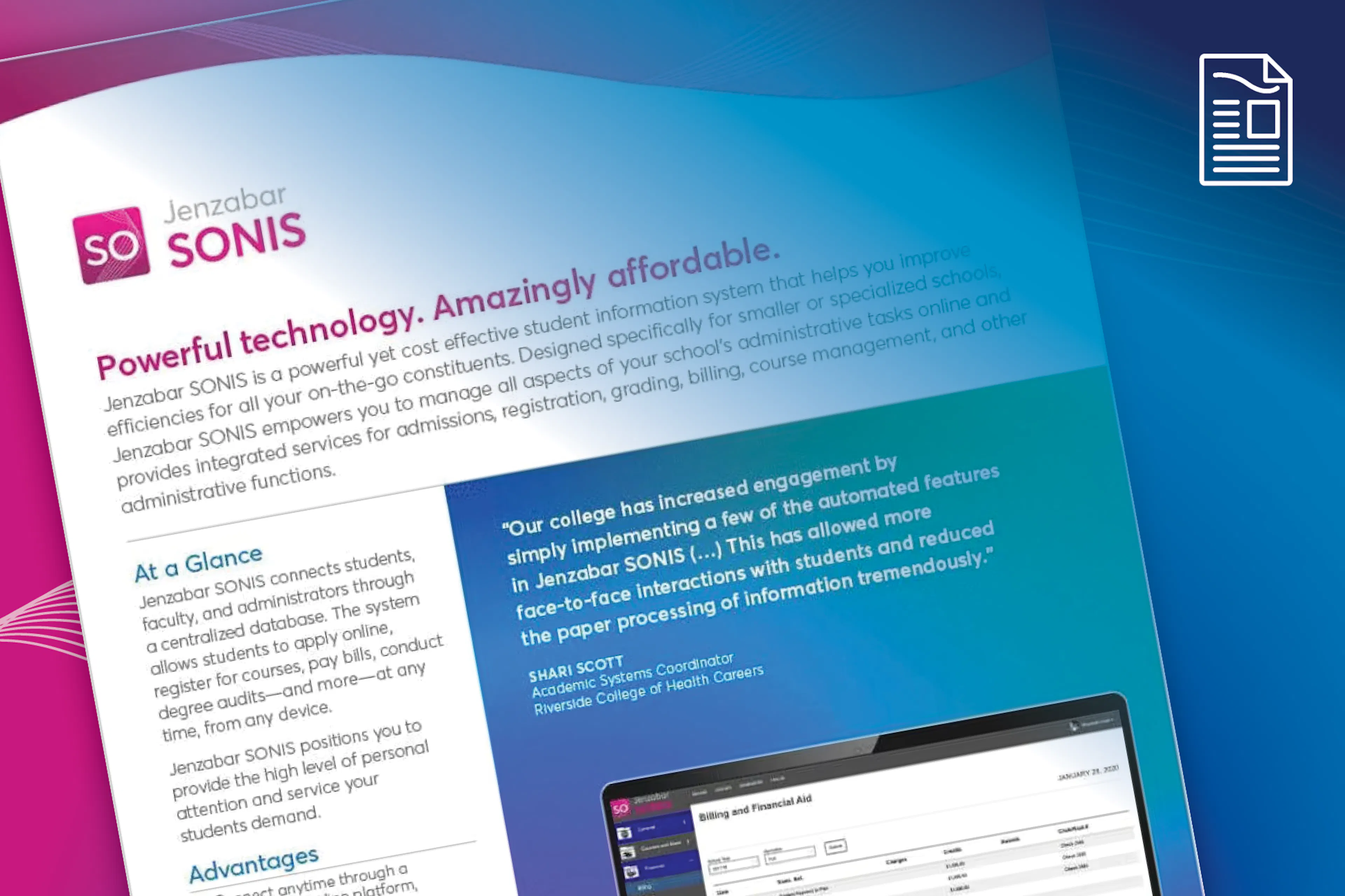 Product Sheet: Jenzabar SONIS