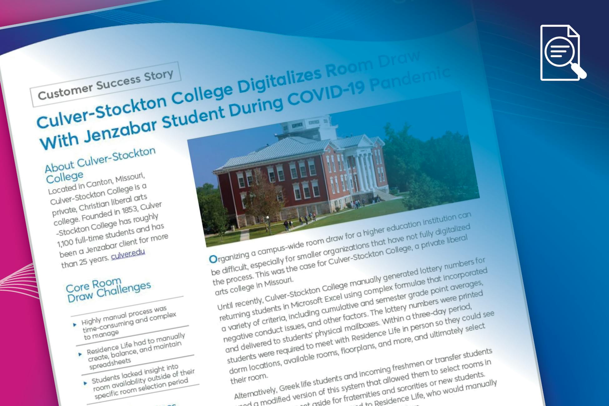 Success Story: Culver-Stockton College Digitalizes Room Draw With Jenzabar Student During COVID-19 Pandemic