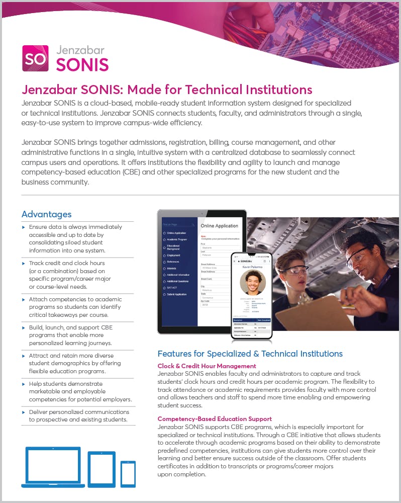 Product Sheet: Jenzabar SONIS