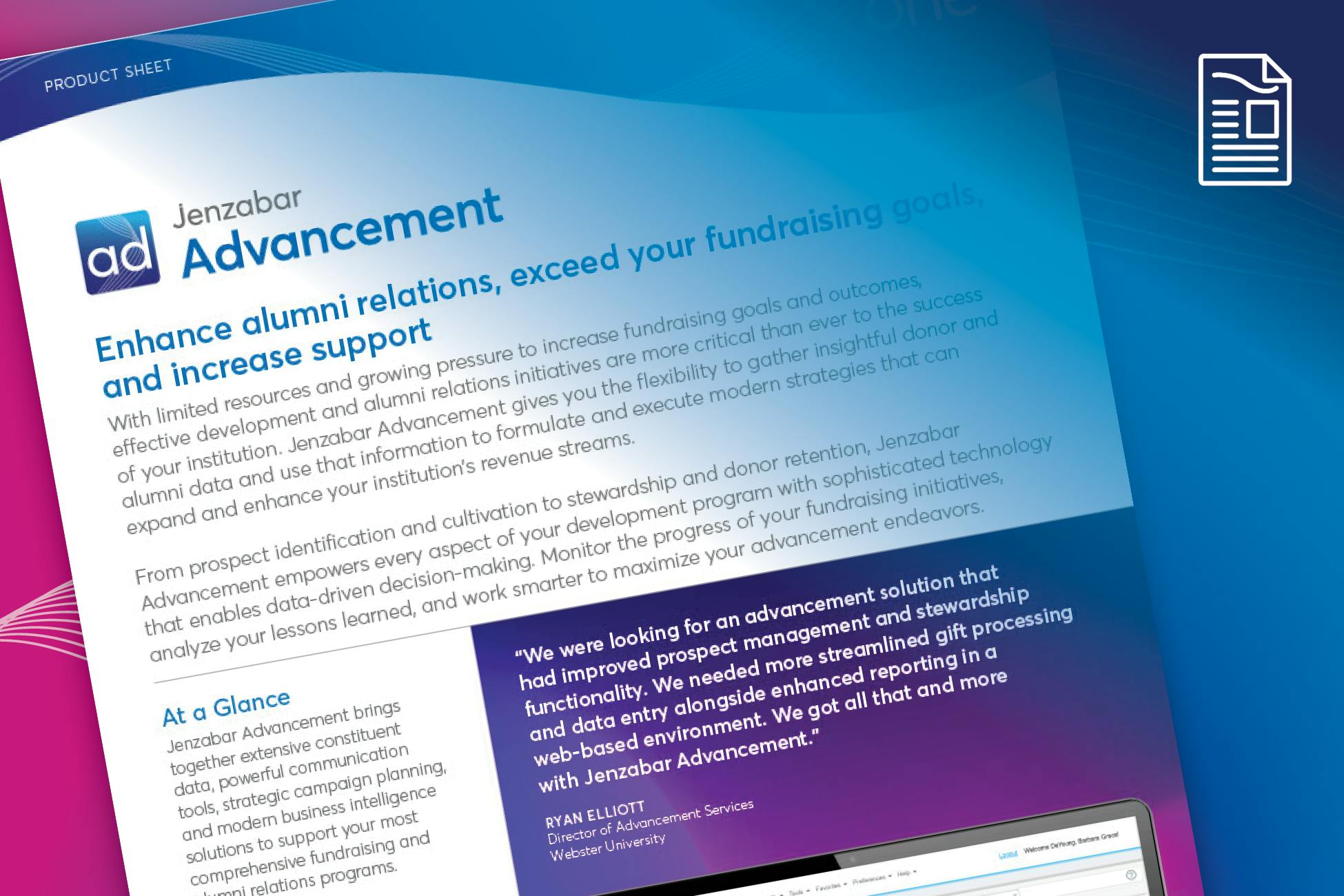 Product Sheet: Jenzabar Advancement