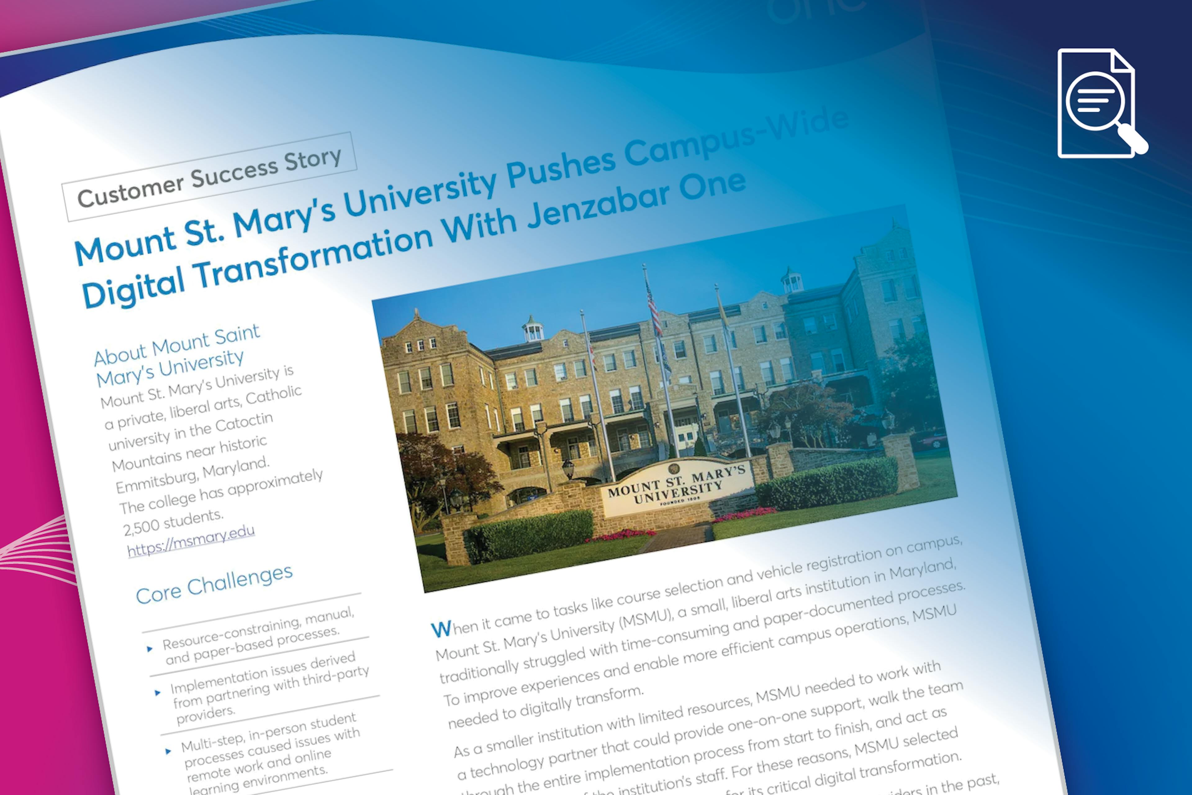 Case Study: Mount St. Mary’s University Pushes Campus-Wide Digital Transformation With Jenzabar One