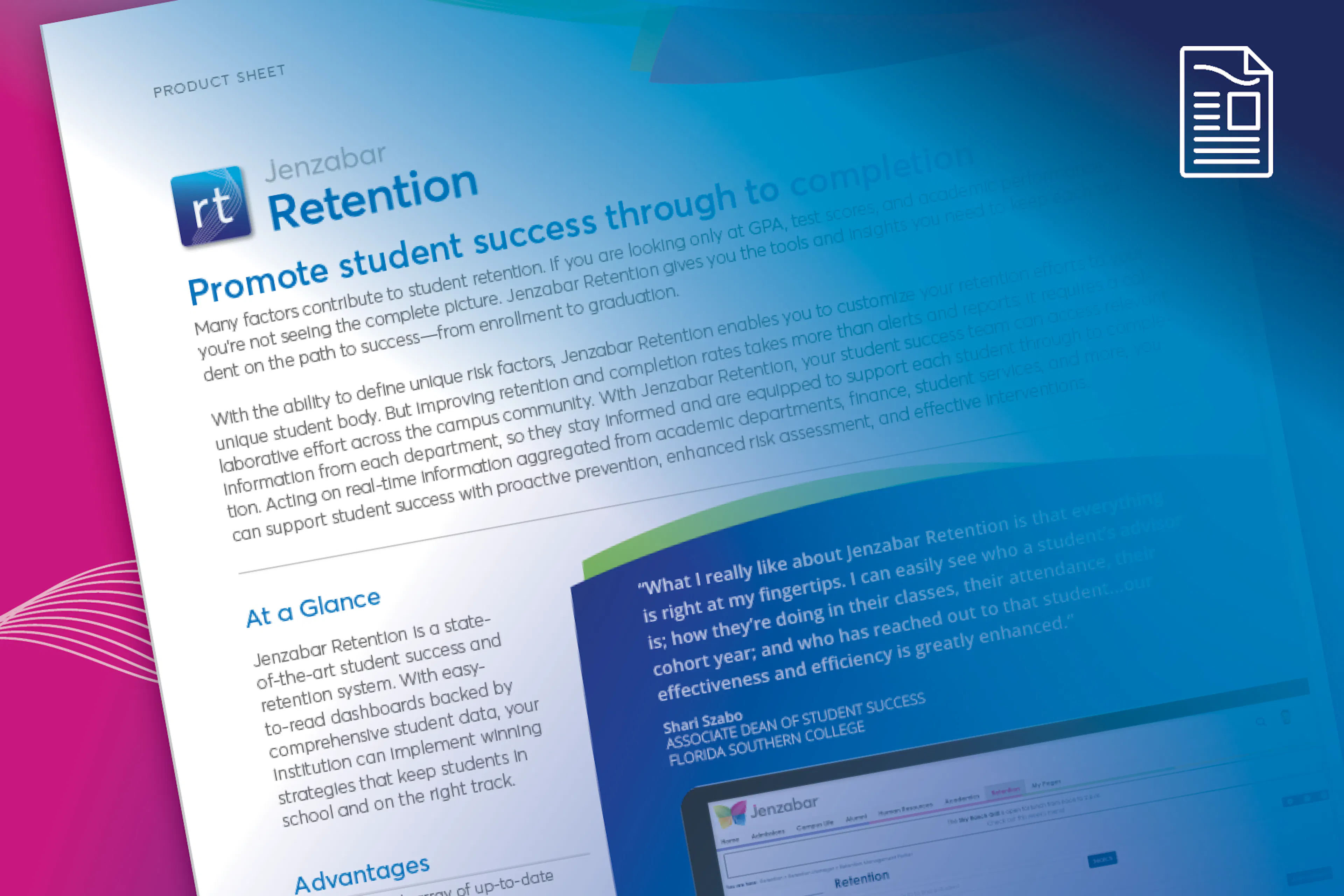 Jenzabar Retention Product Sheet