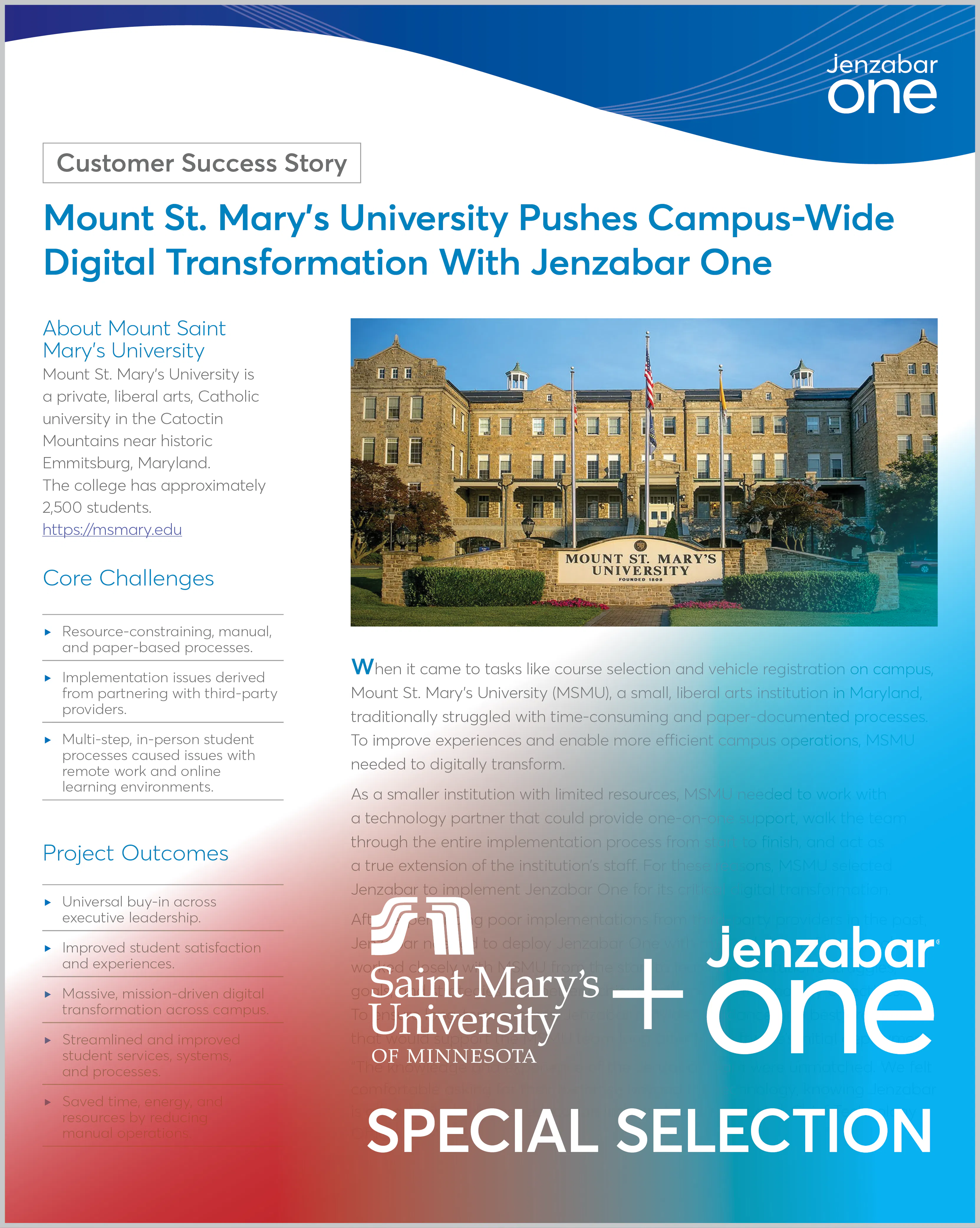 Case Study: Mount St. Mary’s University Pushes Campus-Wide Digital Transformation With Jenzabar One