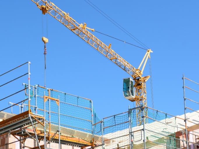 crane above construction site