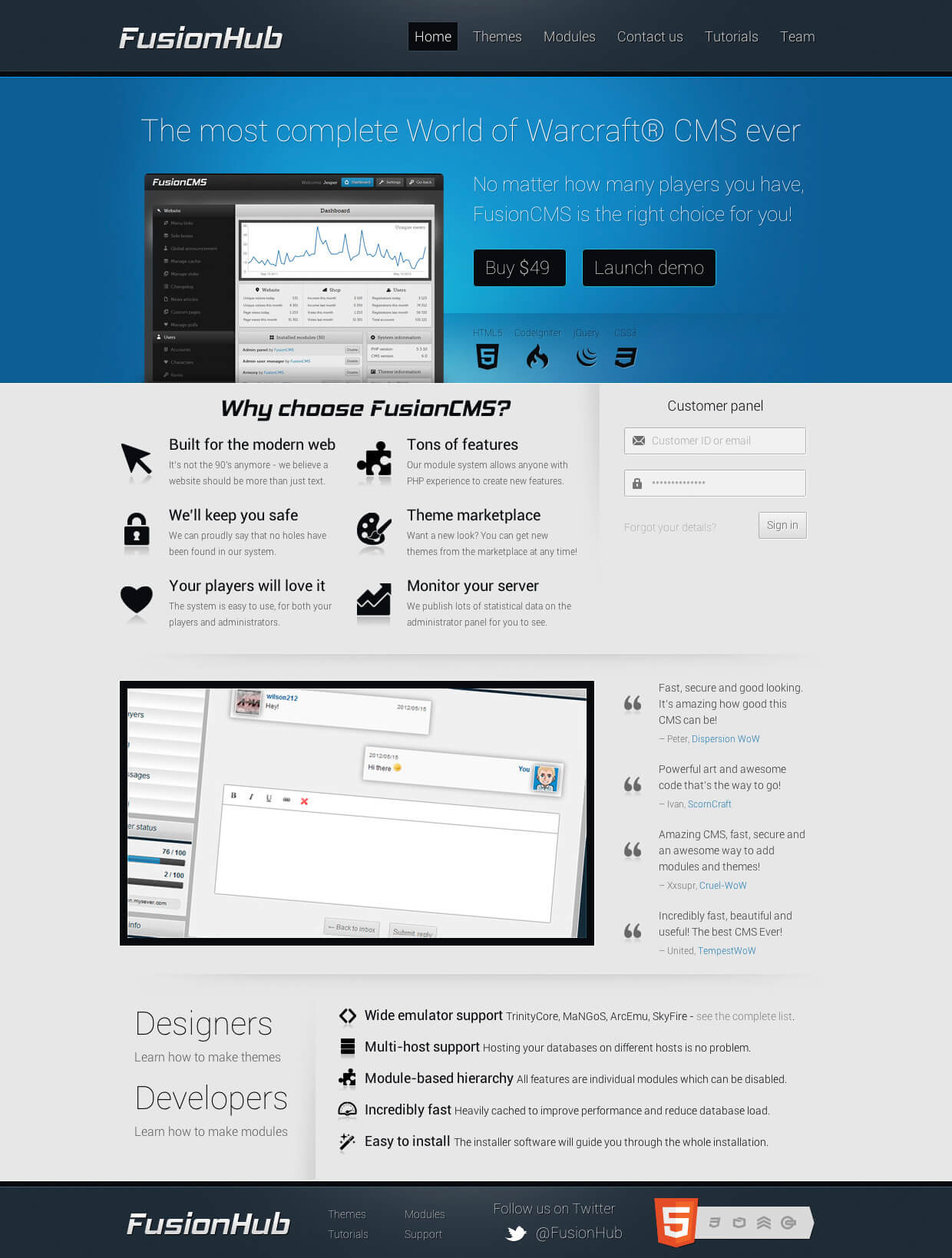 Landing page / FusionCMS