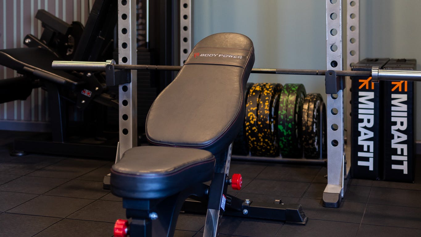 Rack and weights equipment in Jess-fit studio