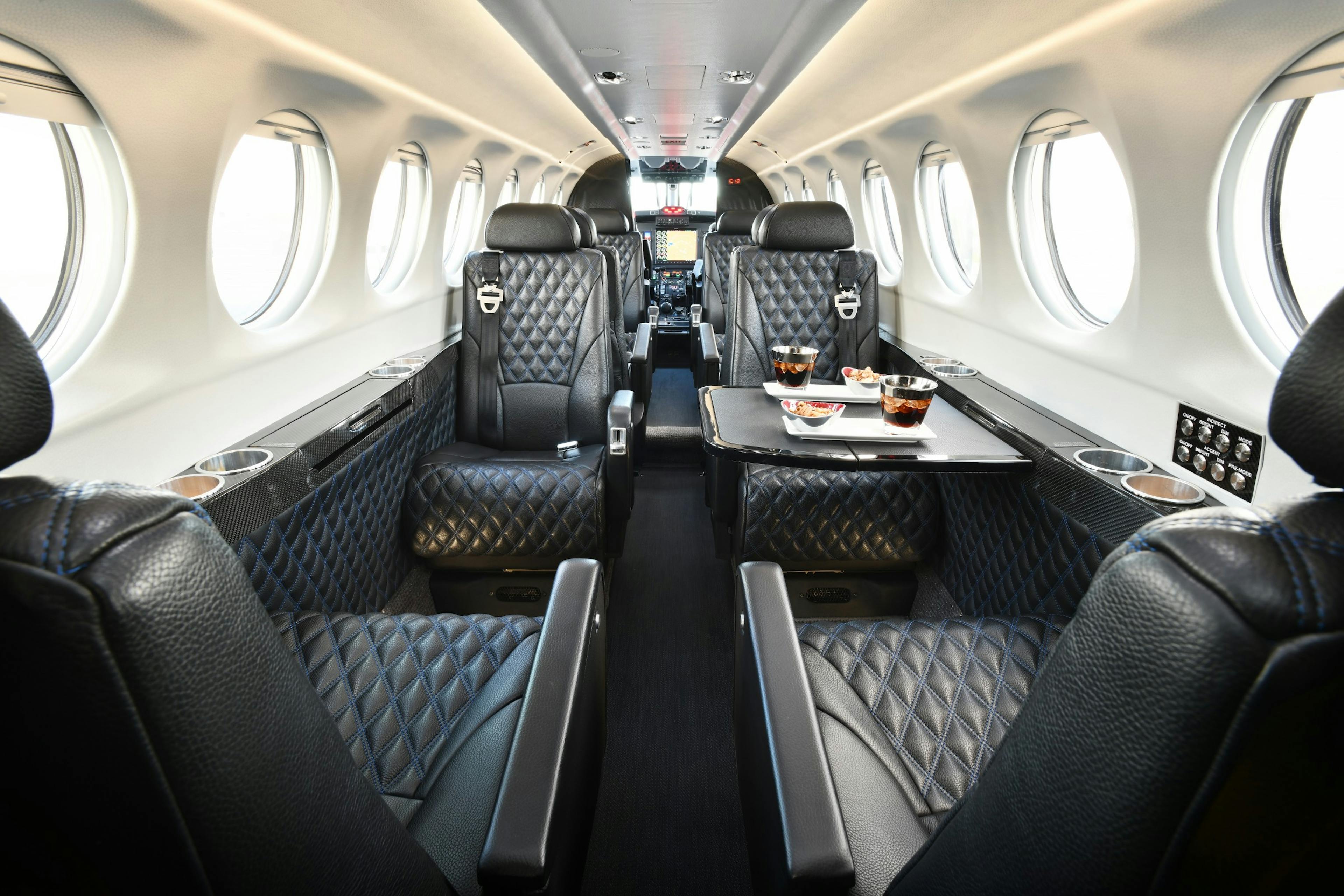Interior of a private jet - JetHQ