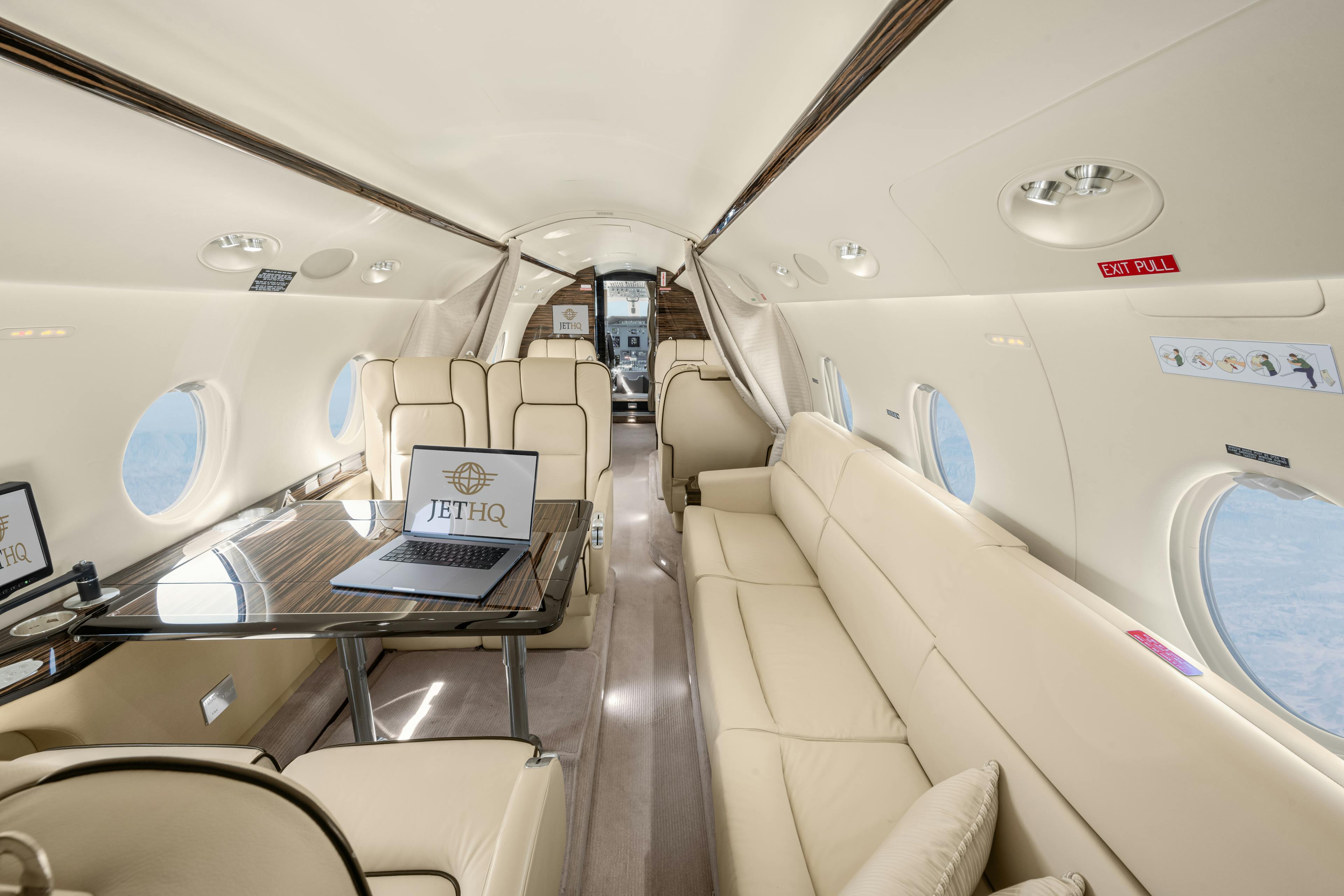 Stunning Aircraft interior with a laptop open