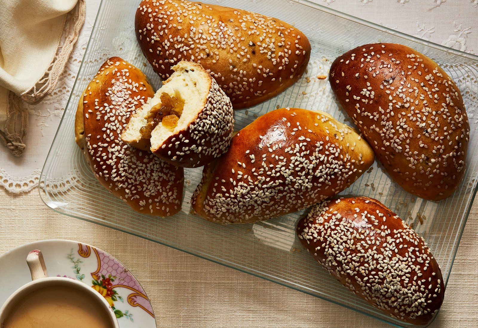 Sweet anise mouna on clear tray.