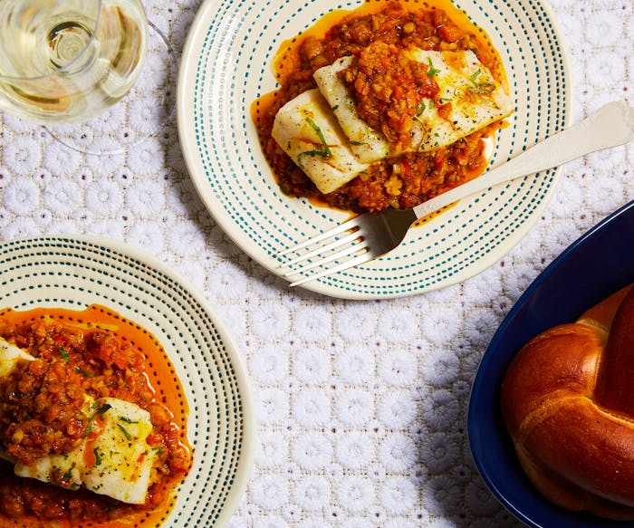 Moroccan Fish Over Spiced Chickpea Stew image