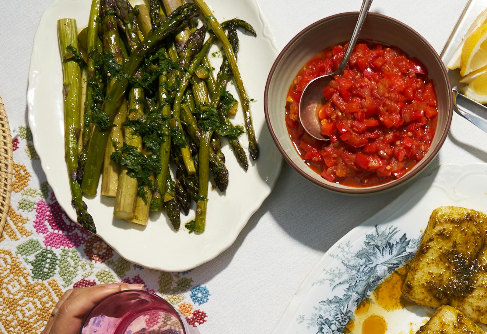 Eden Grinshpan's asparagus with preserved lemons.