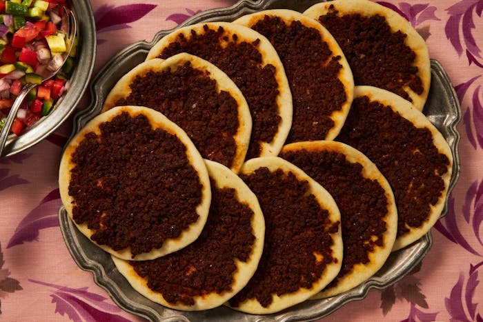 Laham b'Ajeen (Flatbread With Meat and Pomegranate) image