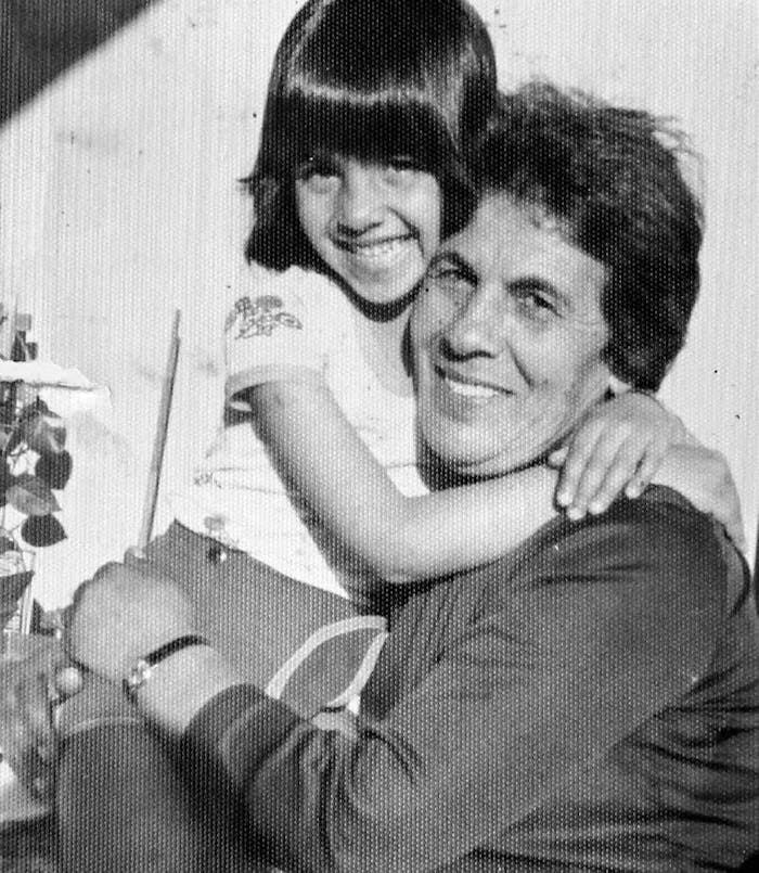Sigi (age 6) and her grandmother Aliza Kostika, taken on the balcony of her house.