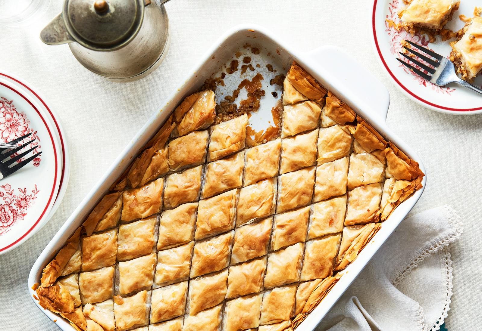 Dish of baklava.