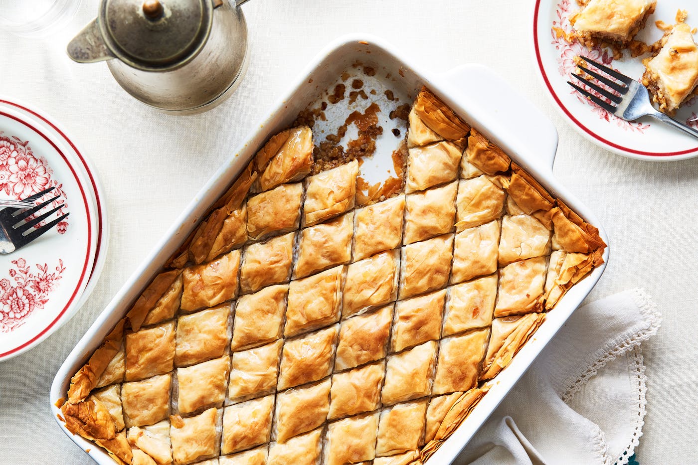 Dish of baklava.