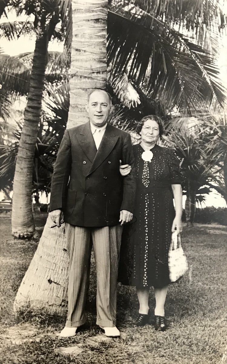 Nettie and Phillip Silverman, Miami Beach, early 1940’s.
