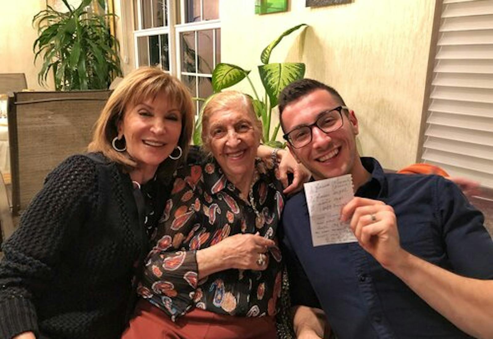 Jake (right) with his mother-in-law Robina (left) and Alex’s great-aunt Doris (center) at their joint family seder with the hadji bada recipe. 