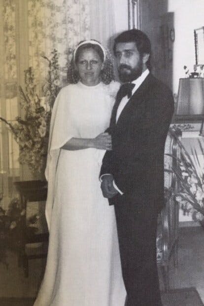 Eva’s mother, Annemarie, and father, Gérard,  of their wedding in 1975 in Nice, France.
