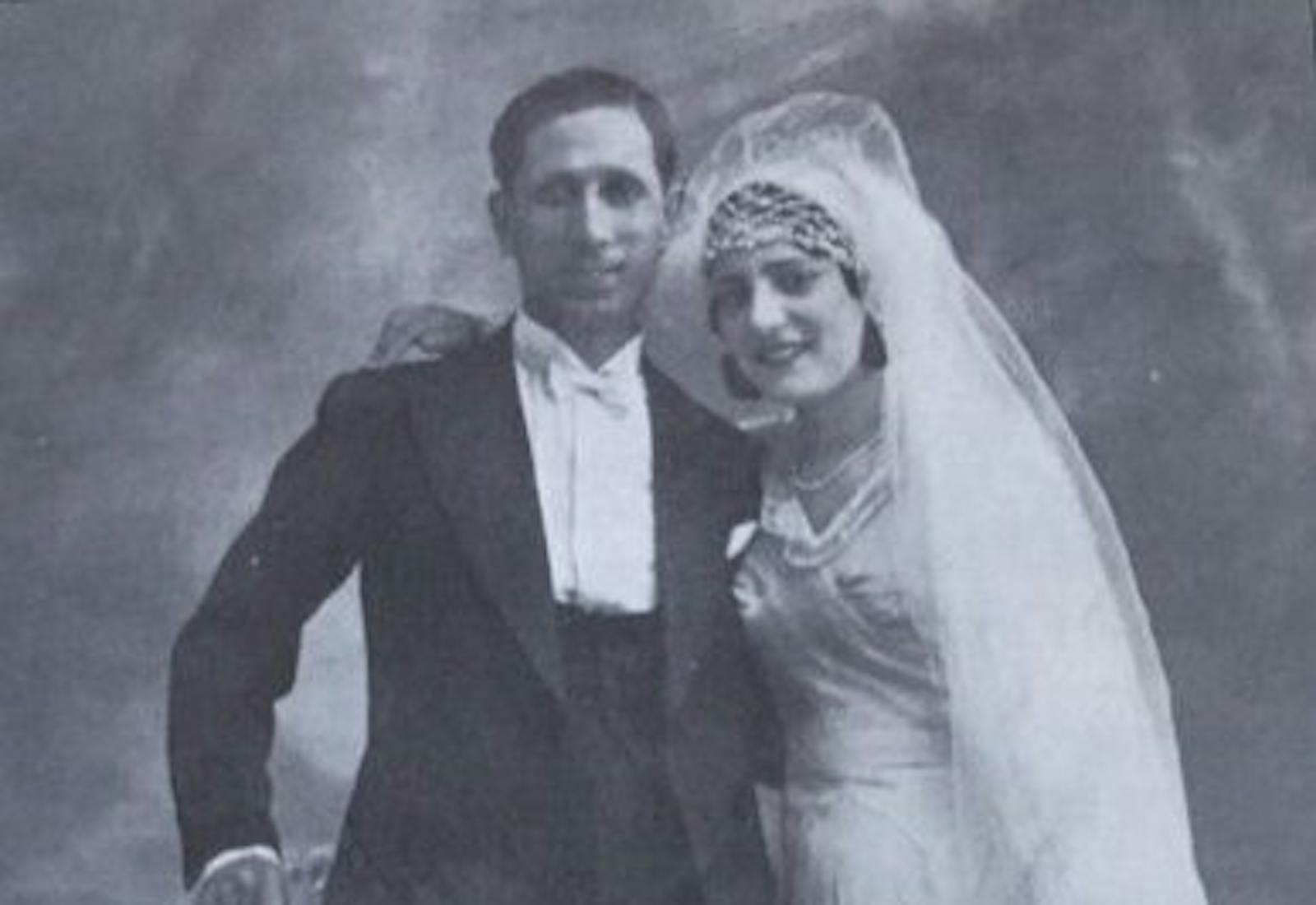 Eva’s  grandfather Nathan (left) and grandmother Henriette (right) at their wedding  in Tunisia in the 1940s.
