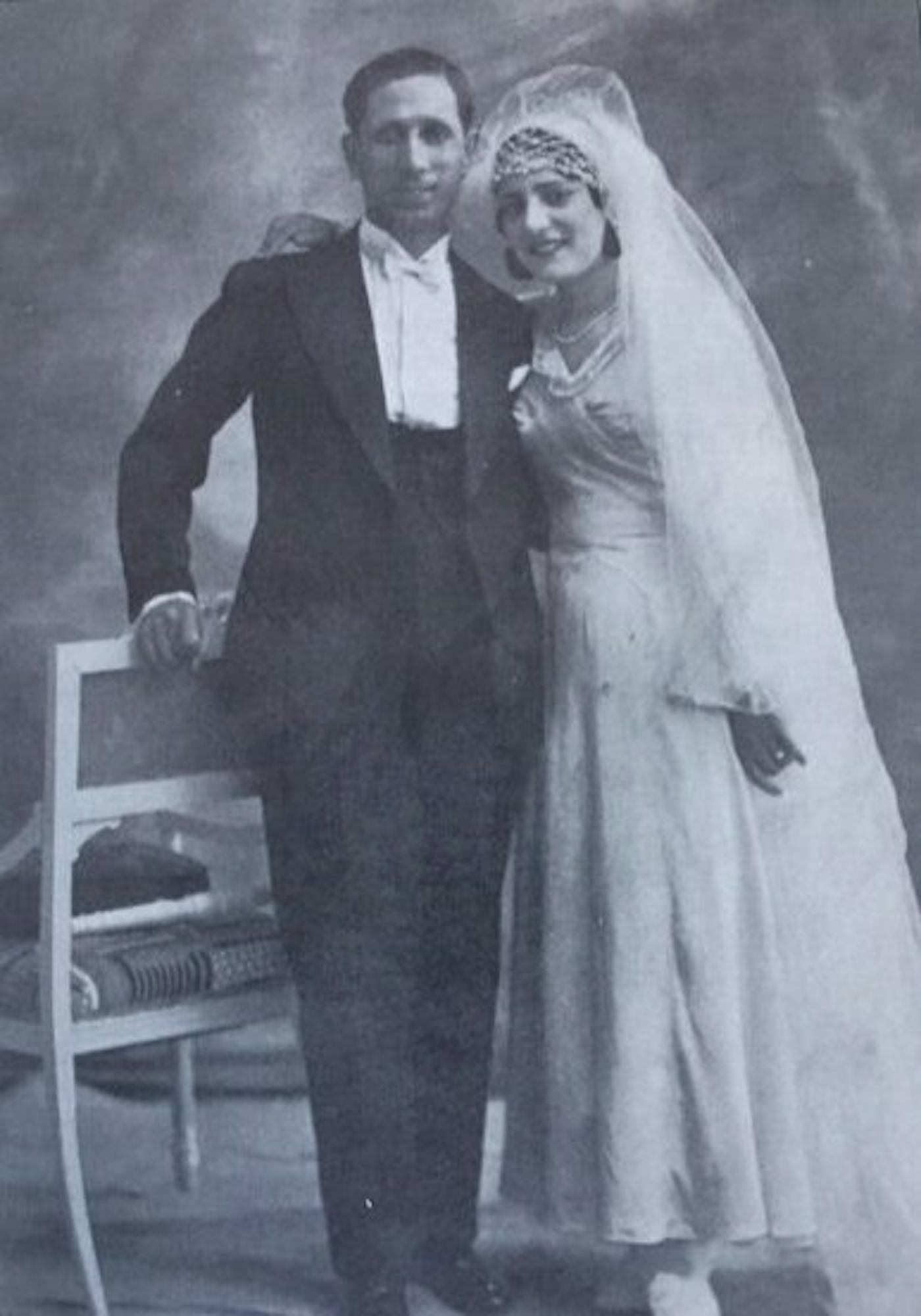 Eva’s  grandfather Nathan (left) and grandmother Henriette (right) at their wedding  in Tunisia in the 1940s.
