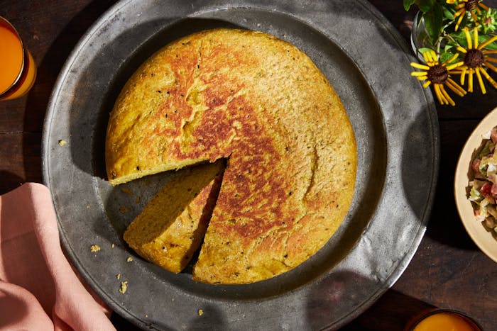 Ethiopian dabo loaf on metal plate