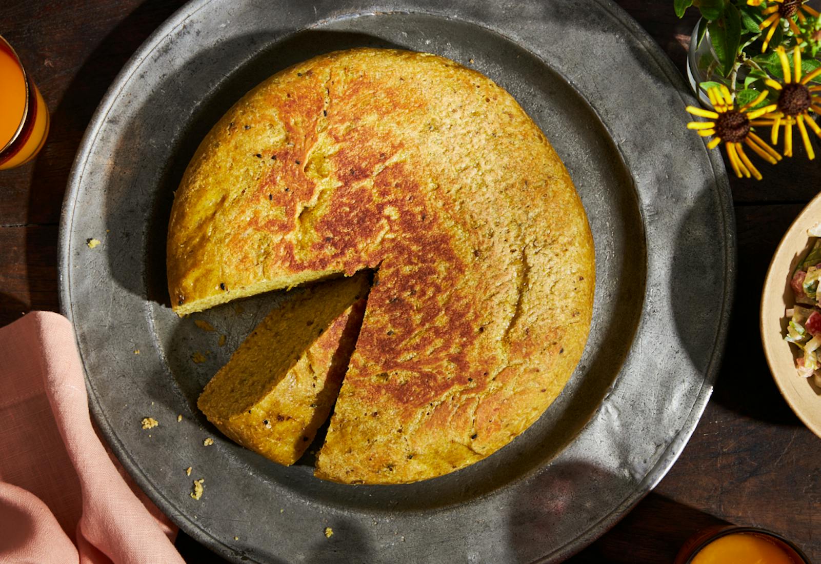 Ethiopian dabo loaf on metal plate