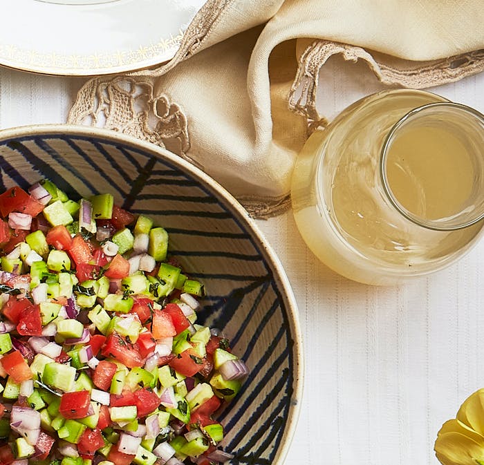 Verjus alongside shirazi salad.