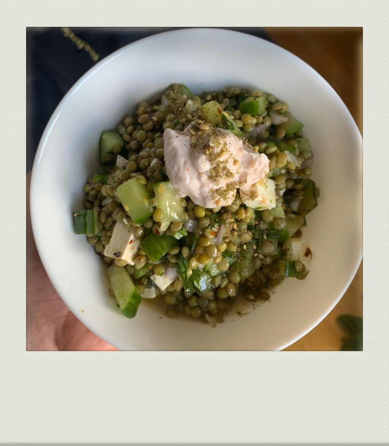 Lentil Salad With Cucumbers and Feta image