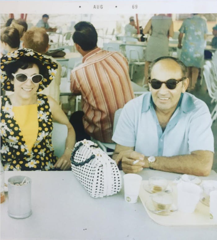 Inge (left) with her husband in Israel in the 1970s.