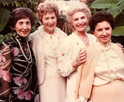 Left to right: Mama Hinda’s daughters Sally, Estelle, Lillian (Judy’s mother) and Irene on vacation in 1983.