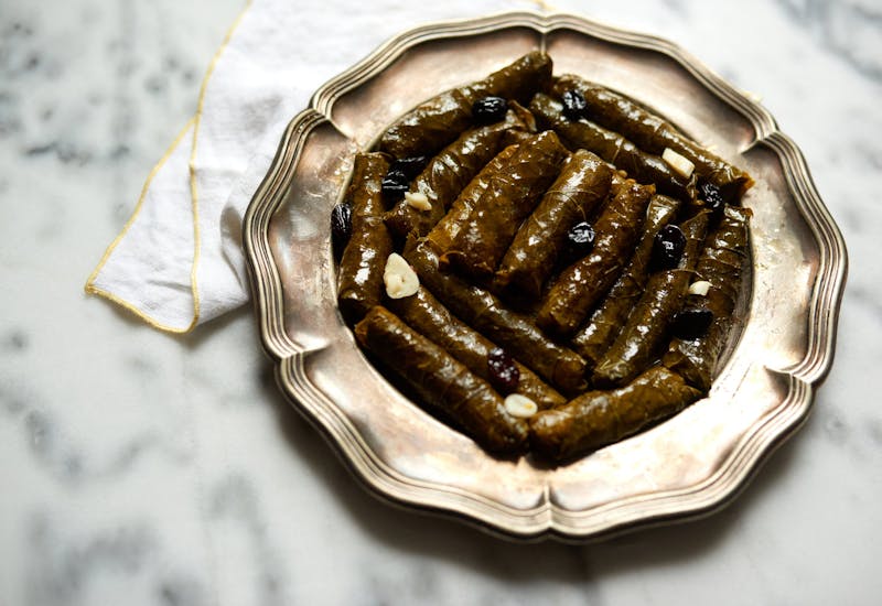 Stuffed Grape Leaves With Rice and Raisins