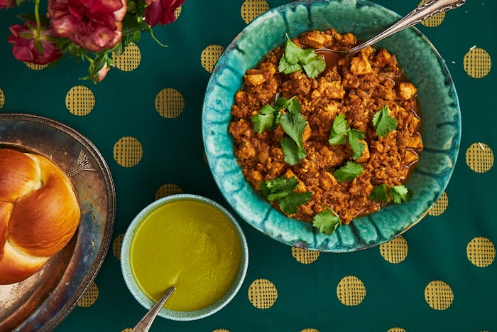 Sally's chicken chitarnee and green chutney