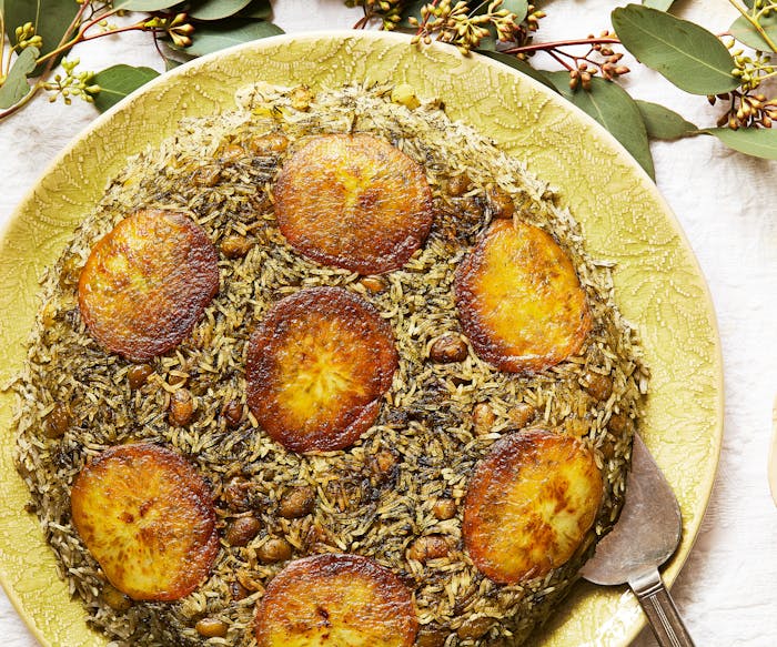 Persian Green Rice with Potato Tahdig image