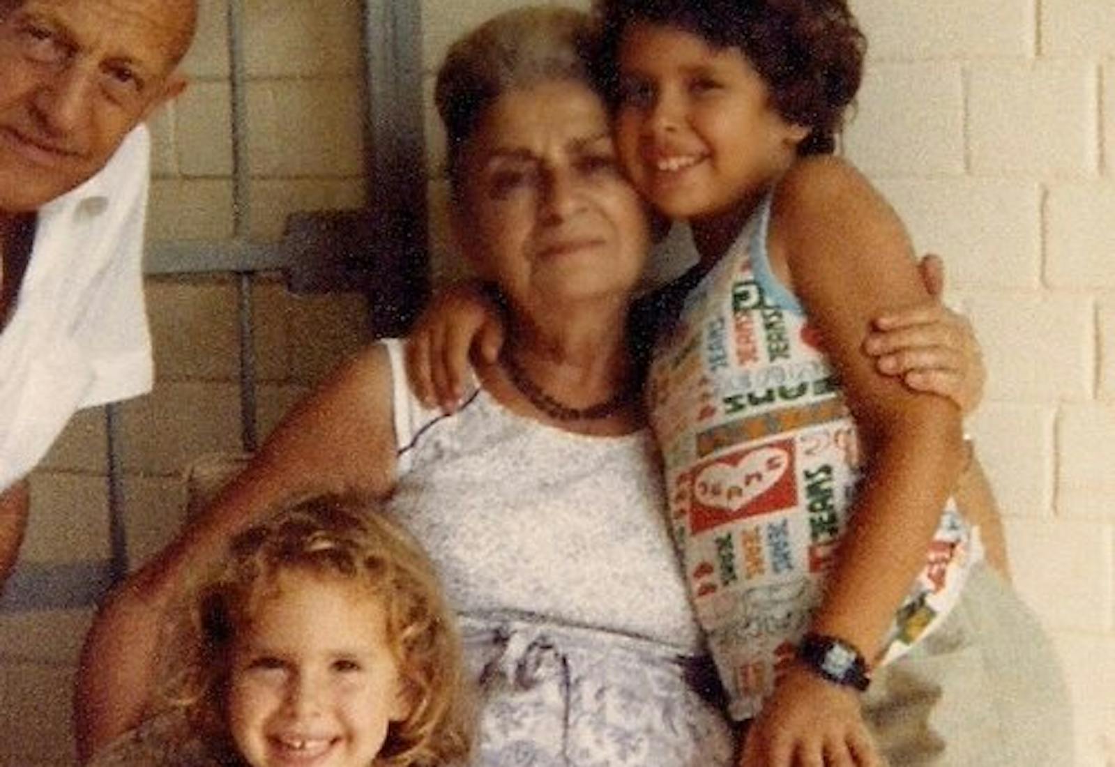 Yaacov & Betty Abramov with Anat (4) and brother Ira (9) on the porch of their house in Haifa, 1982.