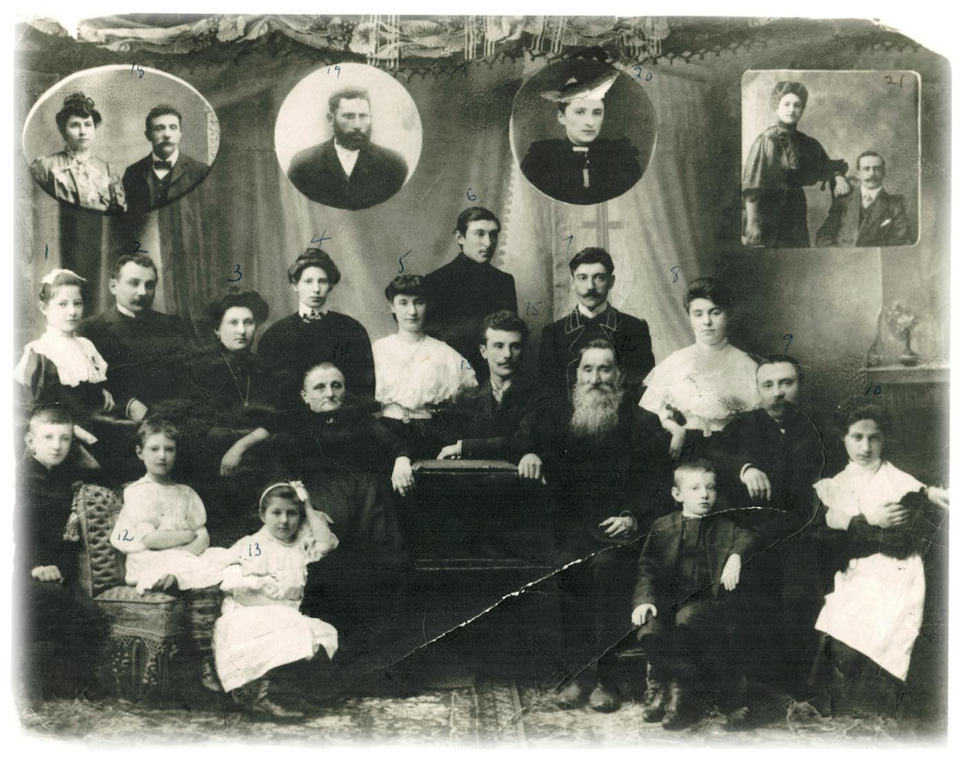 Marcy’s grandmother, Iliena is in the small upper right inset photo, with her grandfather, Moiscia (Moses) whom she never met but is named after.