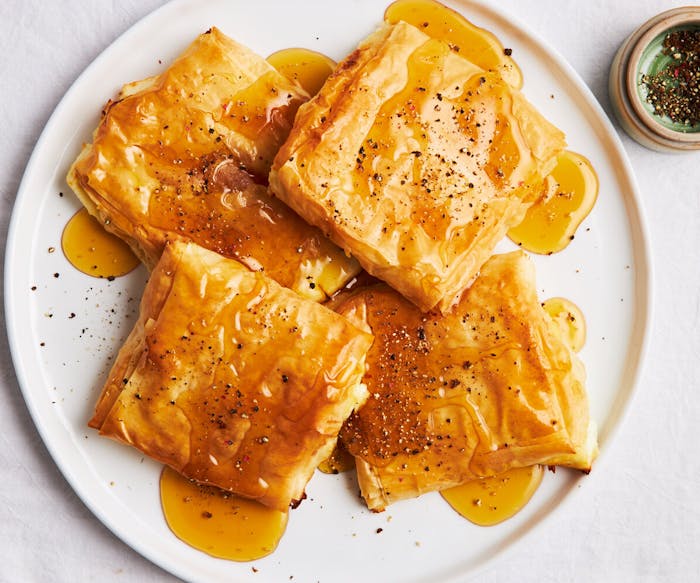 Phyllo Bundles With Feta, Honey, and Black Pepper image