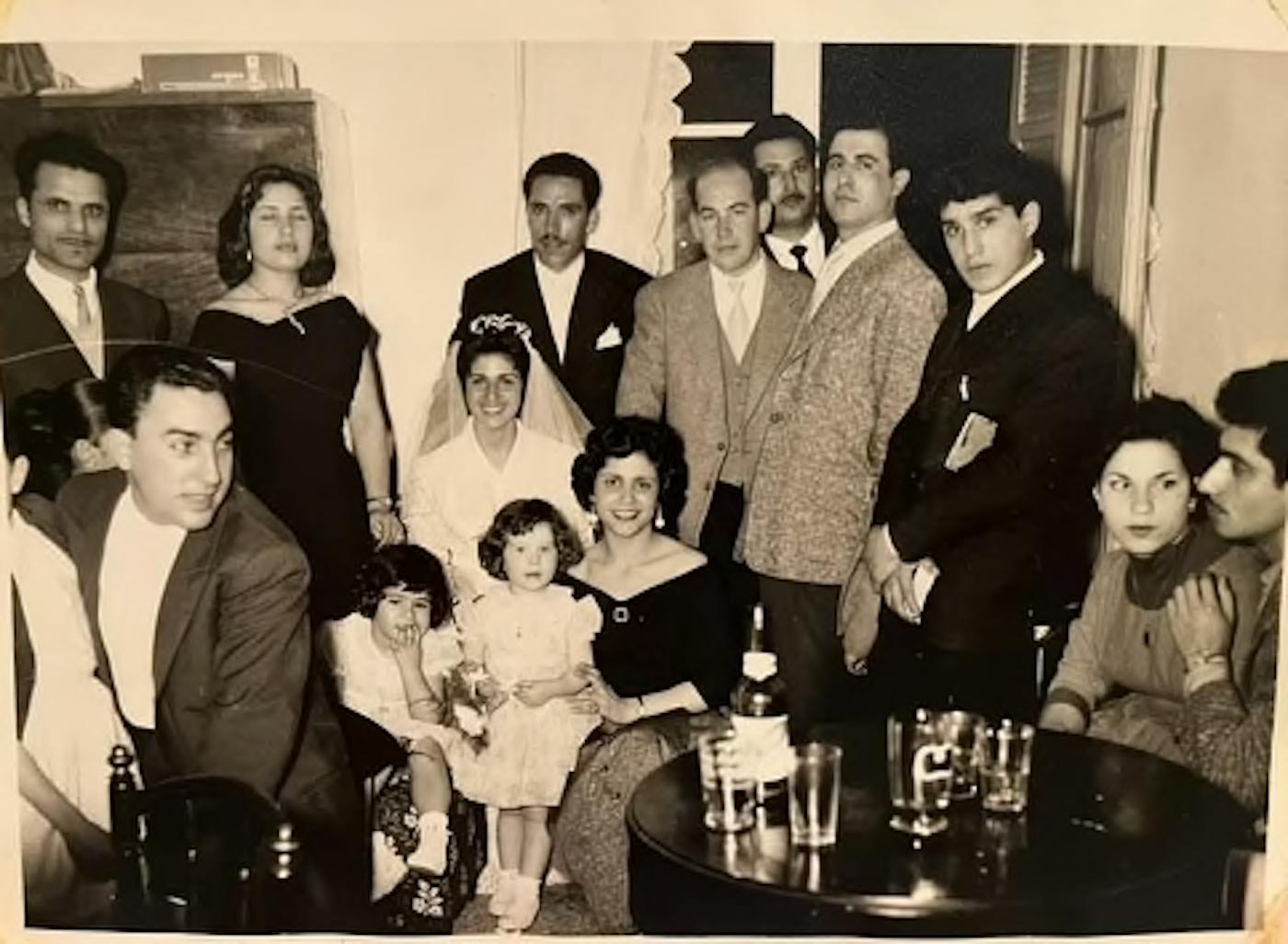 Simone (center in white dress) at a wedding in Morocco, 1957.