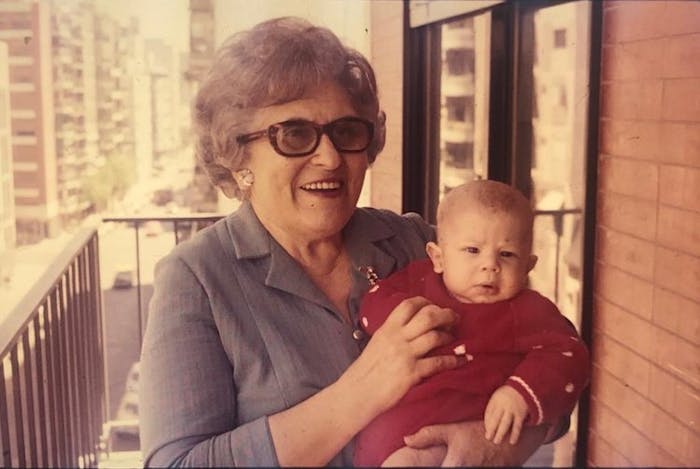 Alejandro with his grandmother in Buenos Aires in the 1980s.