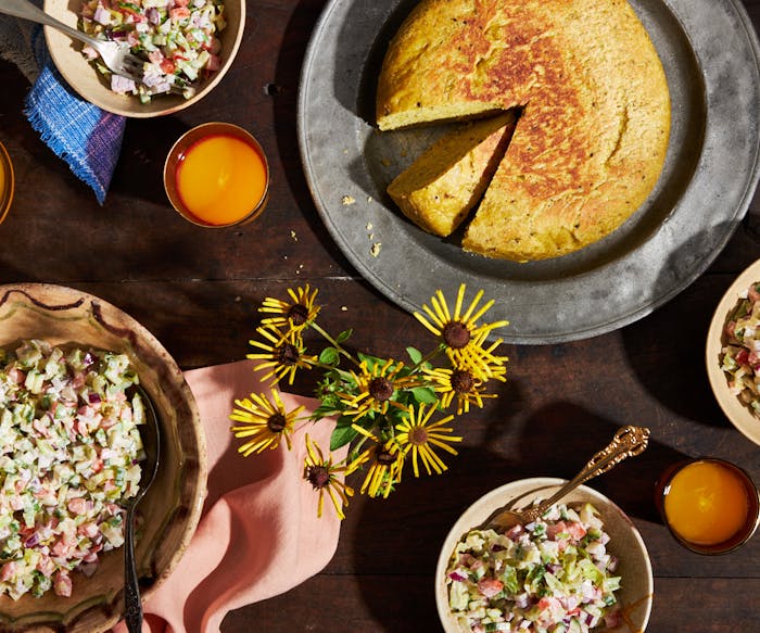 Pitpit Salad (Chopped Salad With Spiced Sour Cream) image