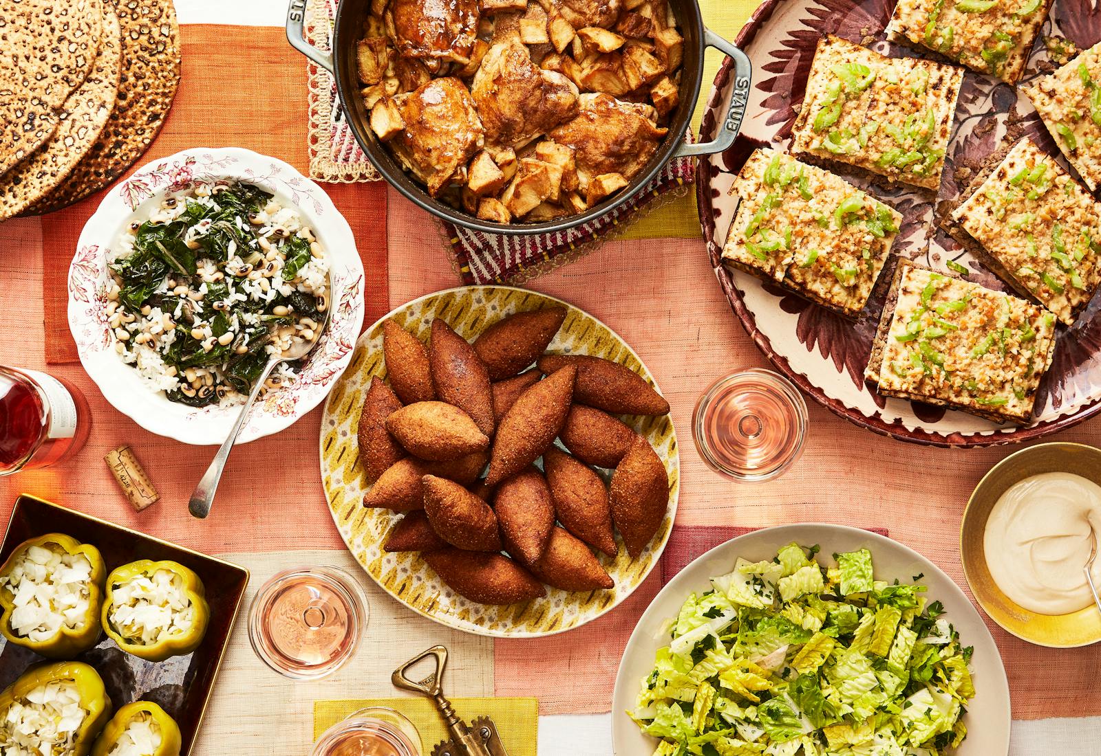 Tahini sauce on bottom right of frame. 
