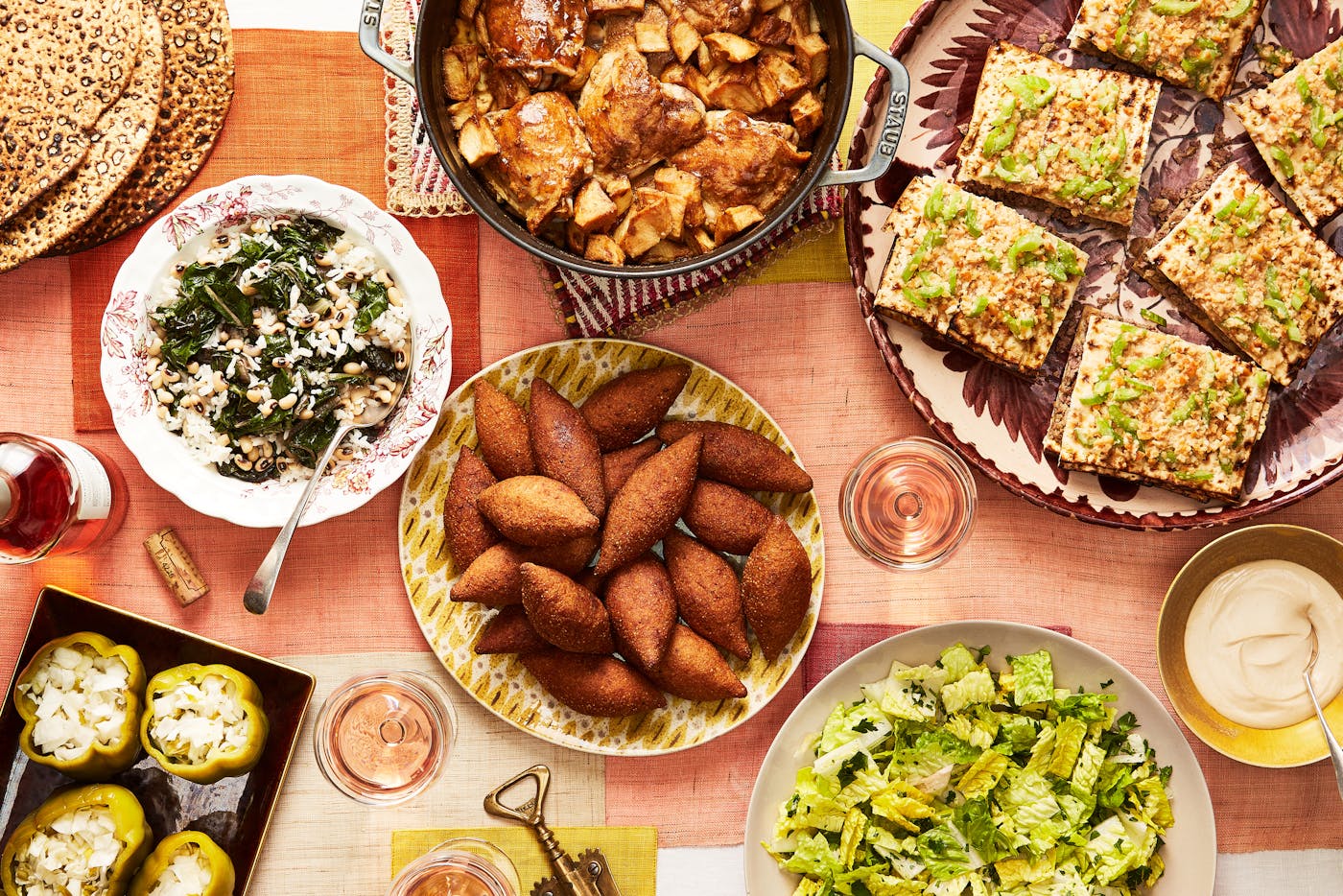 Tahini sauce on bottom right of frame. 