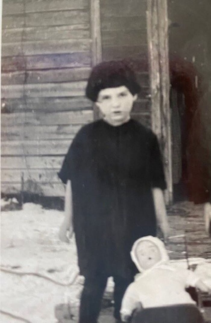 Barbara’s mother Goldie on the family farm in the 1920s