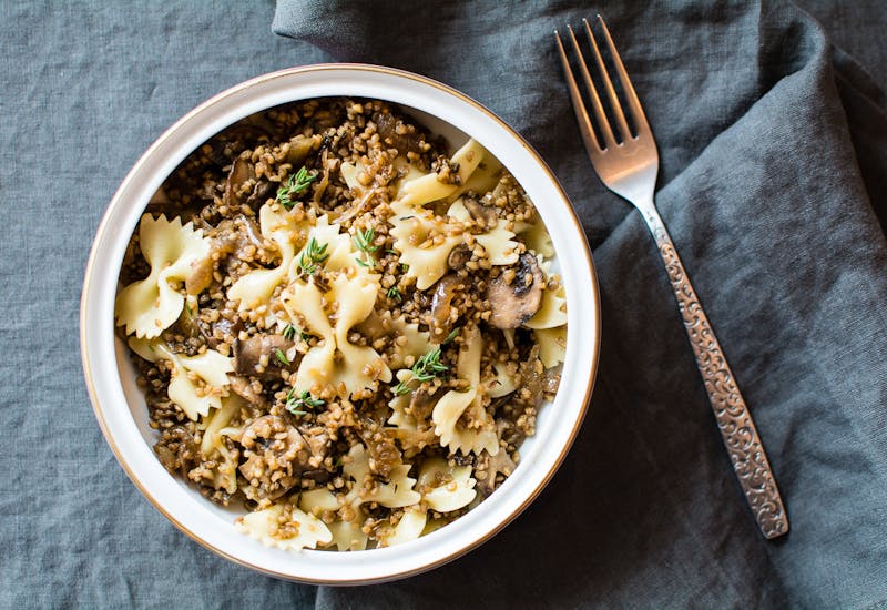 Kasha Varnishkes With Mushrooms