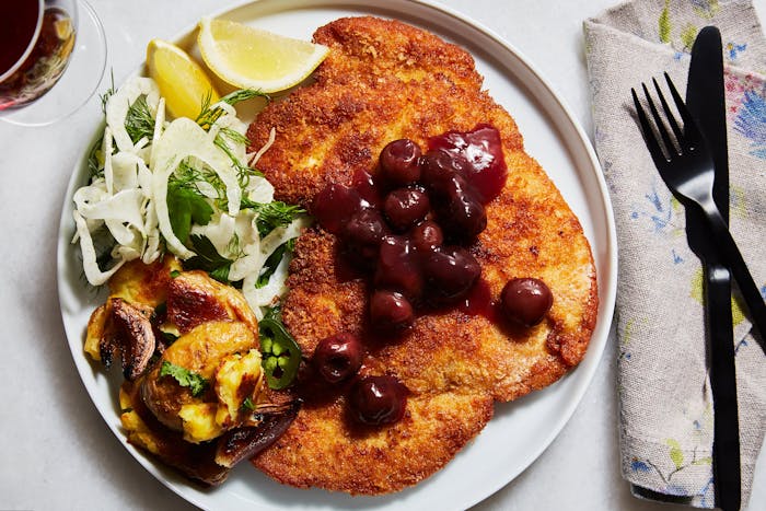 Chicken Schnitzel and Cherry Sauce image