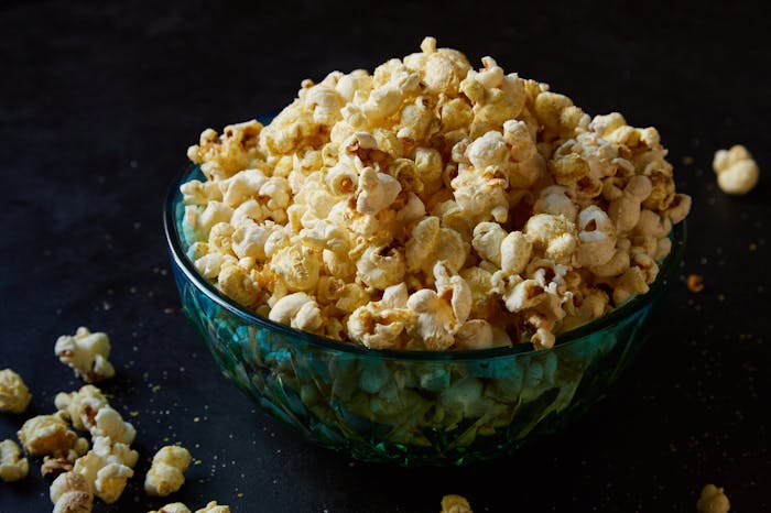 Bowl of schmaltzy popcorn.