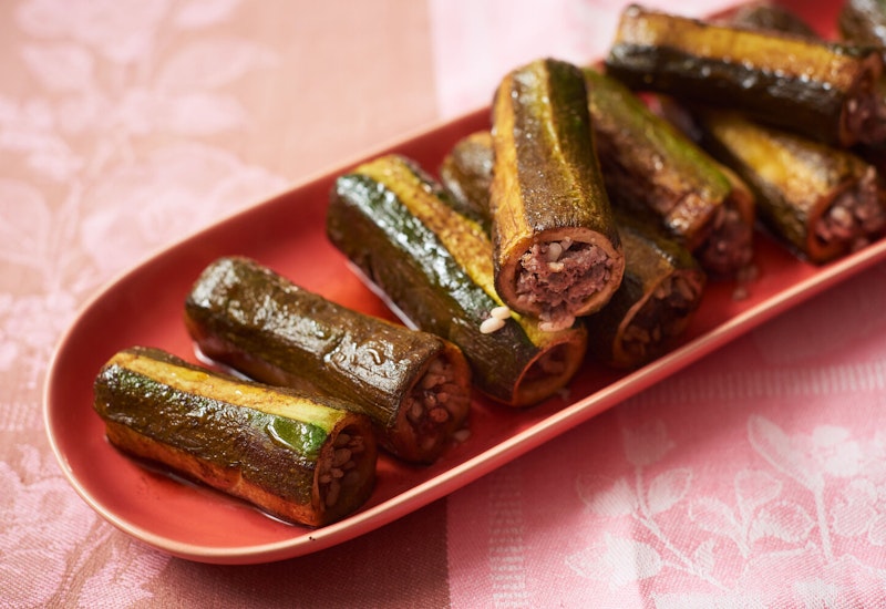 Zucchini Mahshi (Stuffed Zucchini with Beef and Rice)